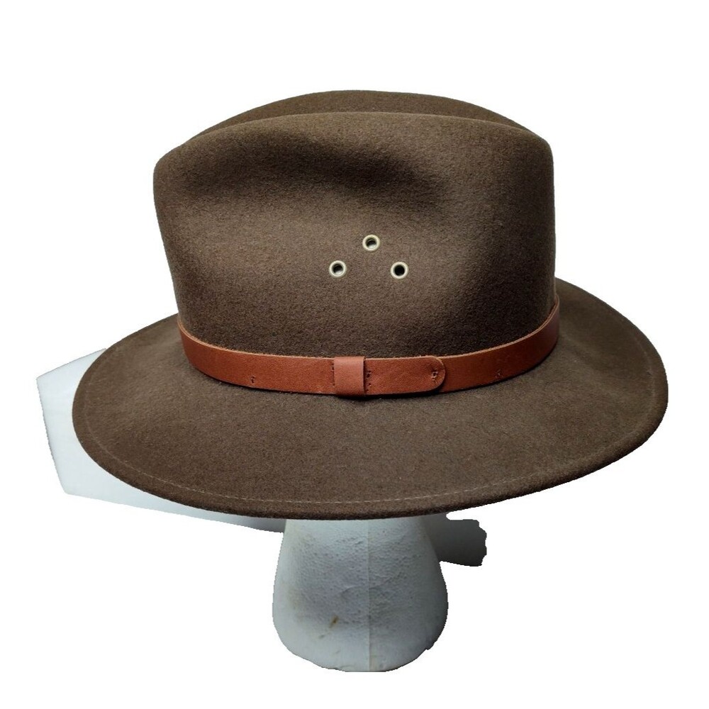 Country Gentleman Men's Sz M Brown Lite Felt Wool Water-Repellant Fedora Hat USA